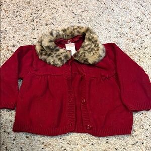 Gymboree Red Sweater with Faux Fur Collar